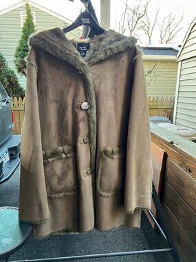 Dennis Basso reversible faux fur/suede coat